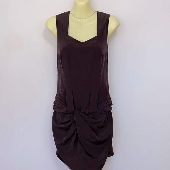 All Saints Dress “Eveline” Twisted Drape Cocoa Mini Dress Sz 0 Excellent… - Picture 1 of 8